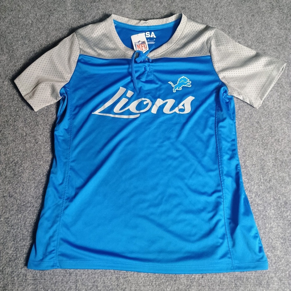 Detroit Lions Women's Lace Up Performance Shirt NFL G-III 4Her NWT Medium